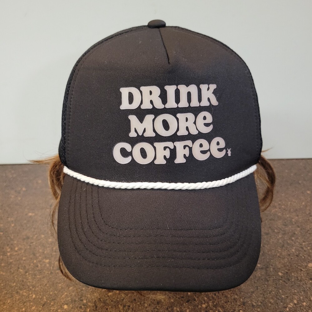 Dutch Bros Trucker Hat Mens OS Black Drink More Coffee Mesh Back Snapback Cap